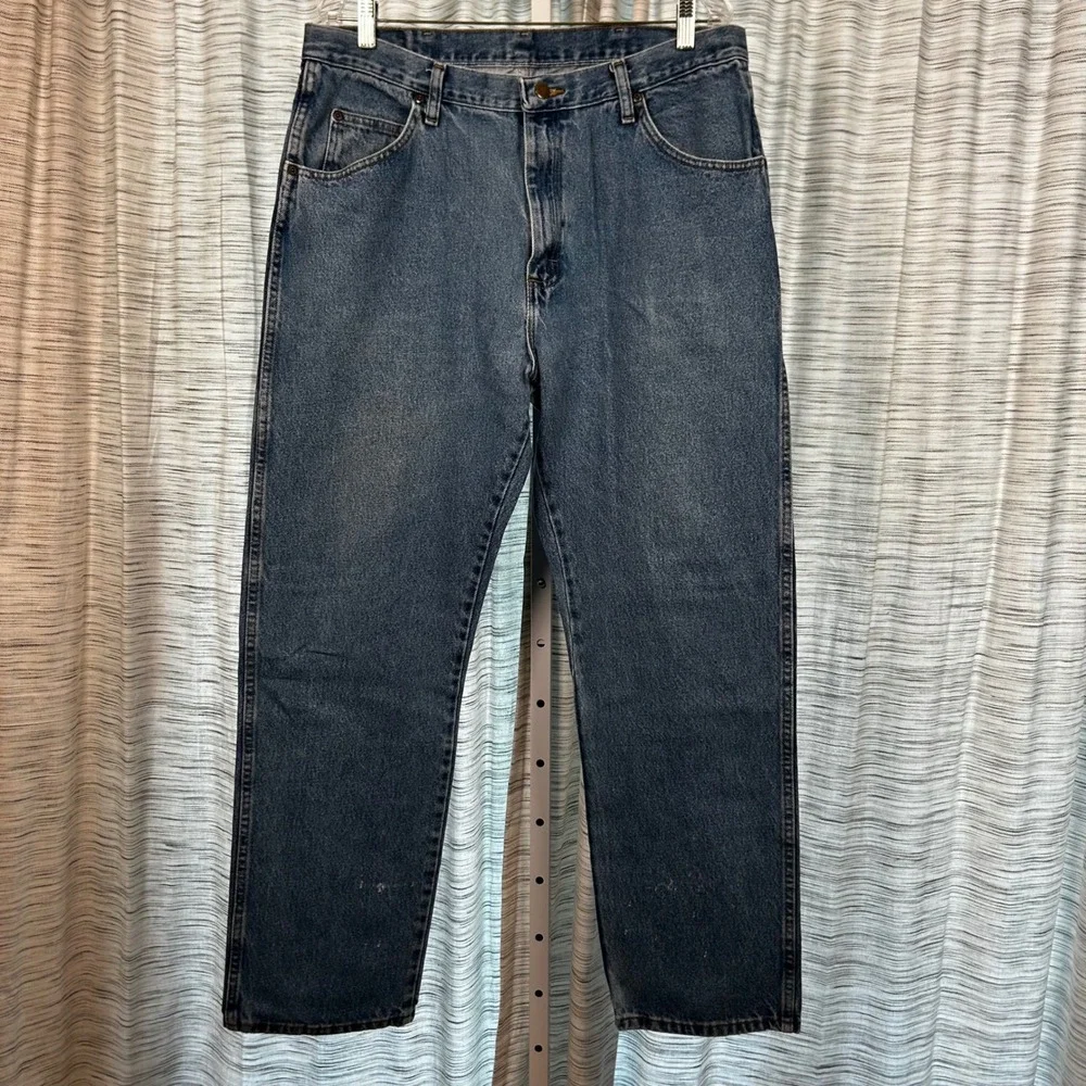 Wrangler Regular Fit Blue Jeans Mens 38x32 Cotton Denim Workwear